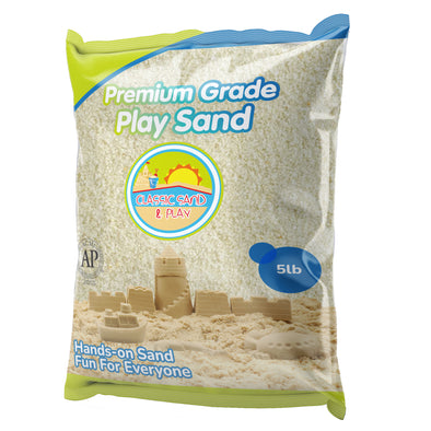 Classic Sand and Play Sand for Sandbox, Table, Therapy, and Outdoor Use, 5 lb. Bag, Natural, Non-Toxic, Wet Castle Building for Creativity and Stimulates Sensory Skills