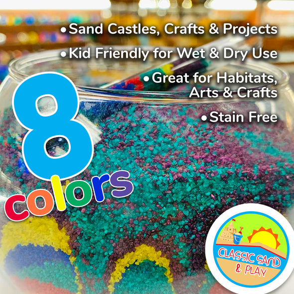 Classic Sand and Play Colored Play Sand, 20 lb. Bag, Natural and Non-Toxic, Fun Wet and Dry Indoor and Outdoor, Sandbox, Therapy, and Table Use, Building, Stimulate Sensory Needs