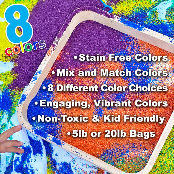 Classic Sand and Play Colored Play Sand, 20 lb. Bag, Natural and Non-Toxic, Fun Wet and Dry Indoor and Outdoor, Sandbox, Therapy, and Table Use, Building, Stimulate Sensory Needs