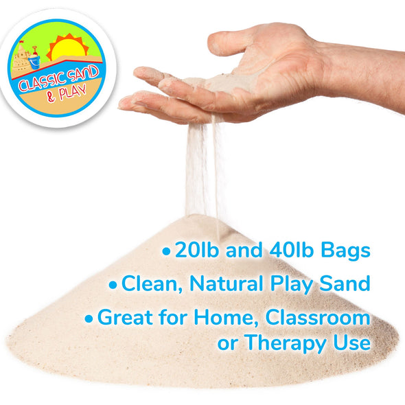 Classic Sand and Play Sand for Sandbox, Table, Therapy, and Outdoor Use, 5 lb. Bag, Natural, Non-Toxic, Wet Castle Building for Creativity and Stimulates Sensory Skills