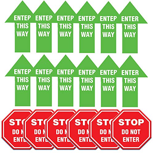 Traffic Variety Bundle 18 Pack, 12 Enter This Way, 6 Do Not Enter, Water-Resistant Vinyl Decal for Store, Business, Commercial Use