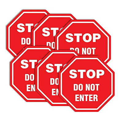 Do Not Enter Stickers, 6 Pack, Social Distancing Vinyl Stickers for Floor and Door Use, Commercial and Business, Strict Access Control for Authorized Personnel or Guest Safety