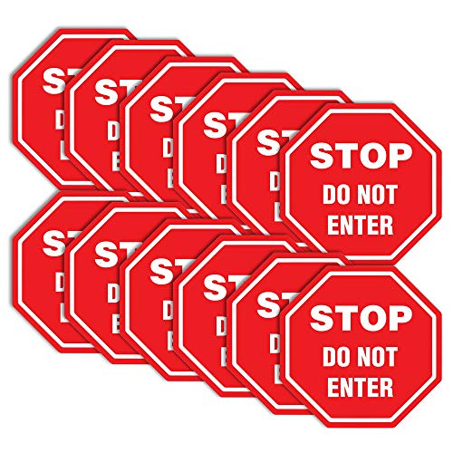 Do Not Enter Stickers, 12 Pack, Social Distancing Vinyl Stickers for Floor and Door Use, Commercial and Business, Strict Access Control for Authorized Personnel or Guest Safety