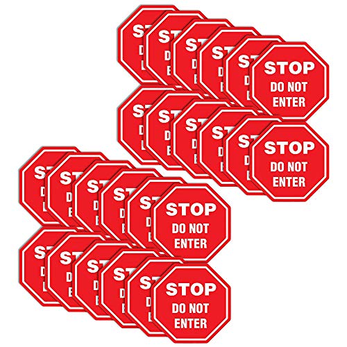 Do Not Enter Stickers, 24 Pack, Social Distancing Vinyl Stickers for Floor and Door Use, Commercial and Business, Strict Access Control for Authorized Personnel or Guest Safety