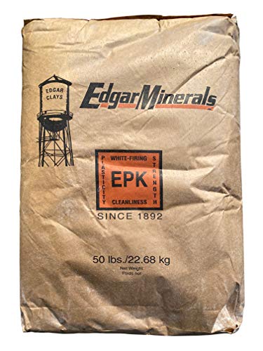 Edgar Minerals Kaolin Clay Powder for Pottery, Casting, Glazes, Gardening, and Industrial Use, 50 lb. Bag, White-Firing and Enhanced Plasticity Strength, Optimal Gloss and Hardness