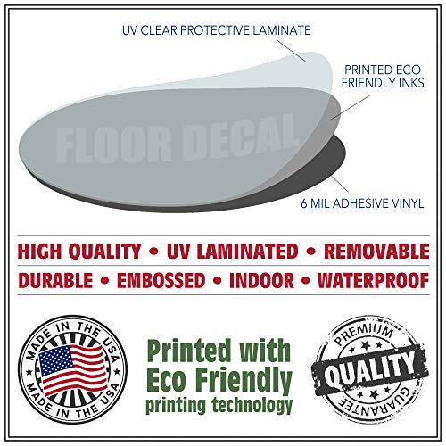 Follow Social Distancing Floor Decals, 12 Pack, Heavy-Duty Vinyl Stickers for Store, Shopping, Restaurant, or Business Use, Anti-Slip Water Resistant Surface, 12" Round