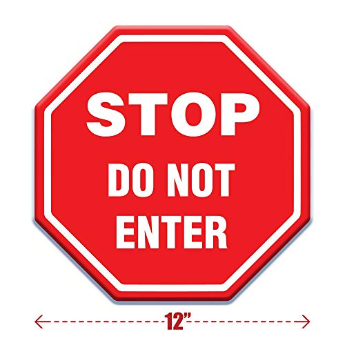 Do Not Enter Stickers, 12 Pack, Social Distancing Vinyl Stickers for Floor and Door Use, Commercial and Business, Strict Access Control for Authorized Personnel or Guest Safety