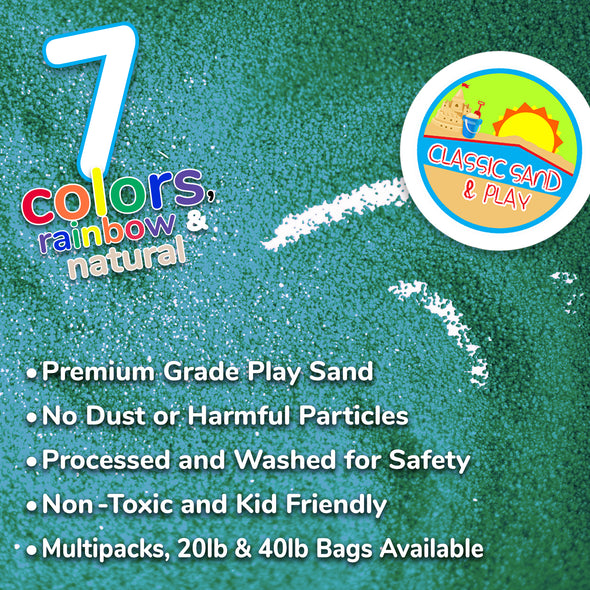 Classic Sand and Play Colored Play Sand, 20 lb. Bag, Natural and Non-Toxic, Fun Wet and Dry Indoor and Outdoor, Sandbox, Therapy, and Table Use, Building, Stimulate Sensory Needs