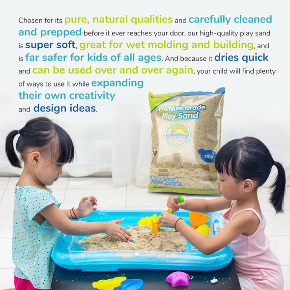 Classic Sand and Play Sand for Sandbox, Table, Therapy, and Outdoor Use, 20 lb. Bag, Natural, Non-Toxic, Wet Castle Building for Creativity and Stimulates Sensory Skills