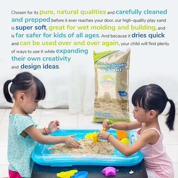 Classic Sand and Play Sand for Sandbox, Table, Therapy, and Outdoor Use, 40 lb. Bag, Natural, Non-Toxic, Wet Castle Building for Creativity and Stimulates Sensory Skills