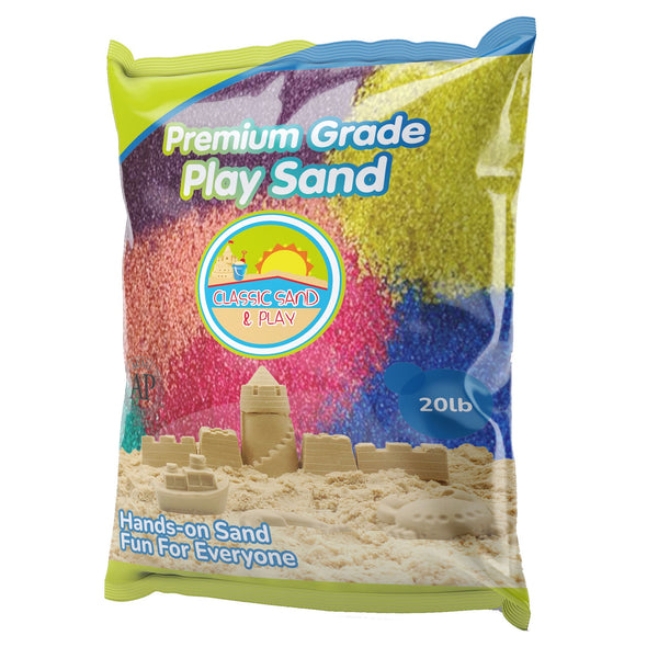 Classic Sand and Play Colored Play Sand, 20 lb. Bag, Natural and Non-Toxic, Fun Wet and Dry Indoor and Outdoor, Sandbox, Therapy, and Table Use, Building, Stimulate Sensory Needs