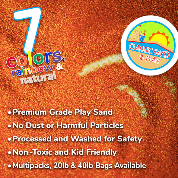 Classic Sand and Play Colored Play Sand, 20 lb. Bag, Natural and Non-Toxic, Fun Wet and Dry Indoor and Outdoor, Sandbox, Therapy, and Table Use, Building, Stimulate Sensory Needs