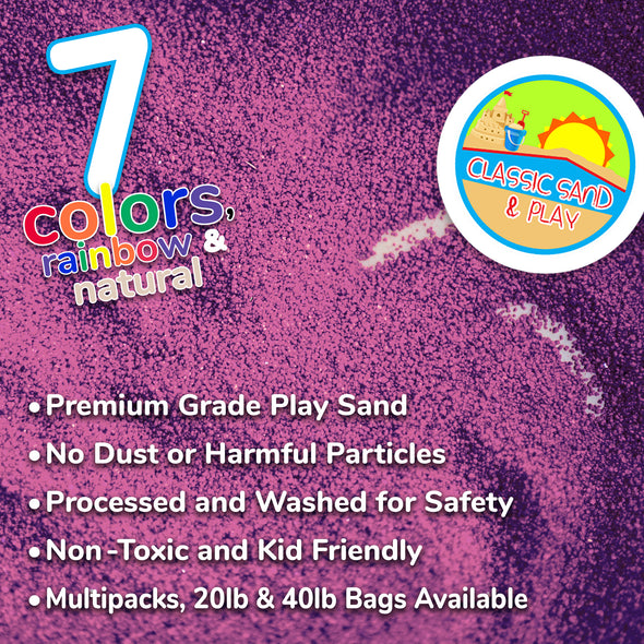 Classic Sand and Play Colored Play Sand, 20 lb. Bag, Natural and Non-Toxic, Fun Wet and Dry Indoor and Outdoor, Sandbox, Therapy, and Table Use, Building, Stimulate Sensory Needs