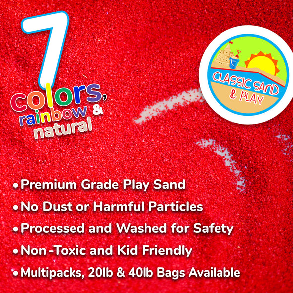 Classic Sand and Play Colored Play Sand, 20 lb. Bag, Natural and Non-Toxic, Fun Wet and Dry Indoor and Outdoor, Sandbox, Therapy, and Table Use, Building, Stimulate Sensory Needs