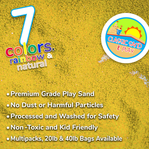 Classic Sand and Play Colored Play Sand, 20 lb. Bag, Natural and Non-Toxic, Fun Wet and Dry Indoor and Outdoor, Sandbox, Therapy, and Table Use, Building, Stimulate Sensory Needs